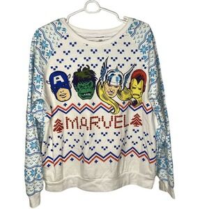 MARVEL COMICS Avengers Shirt Women Large Christmas Winter Thor Hulk Iron Man